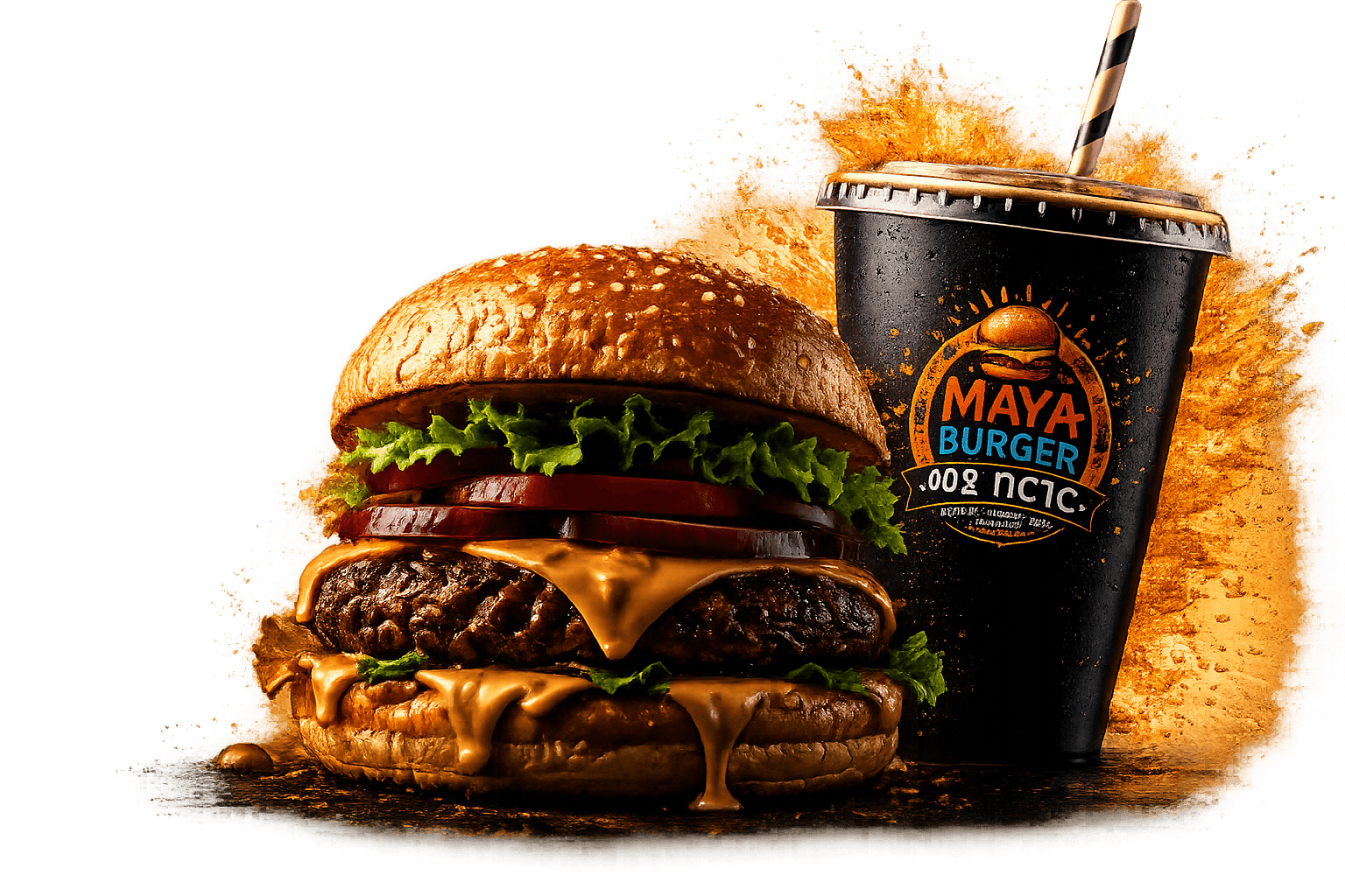 Maya Burger with drink