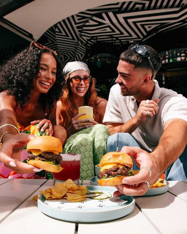 Friends enjoying Maya Burger